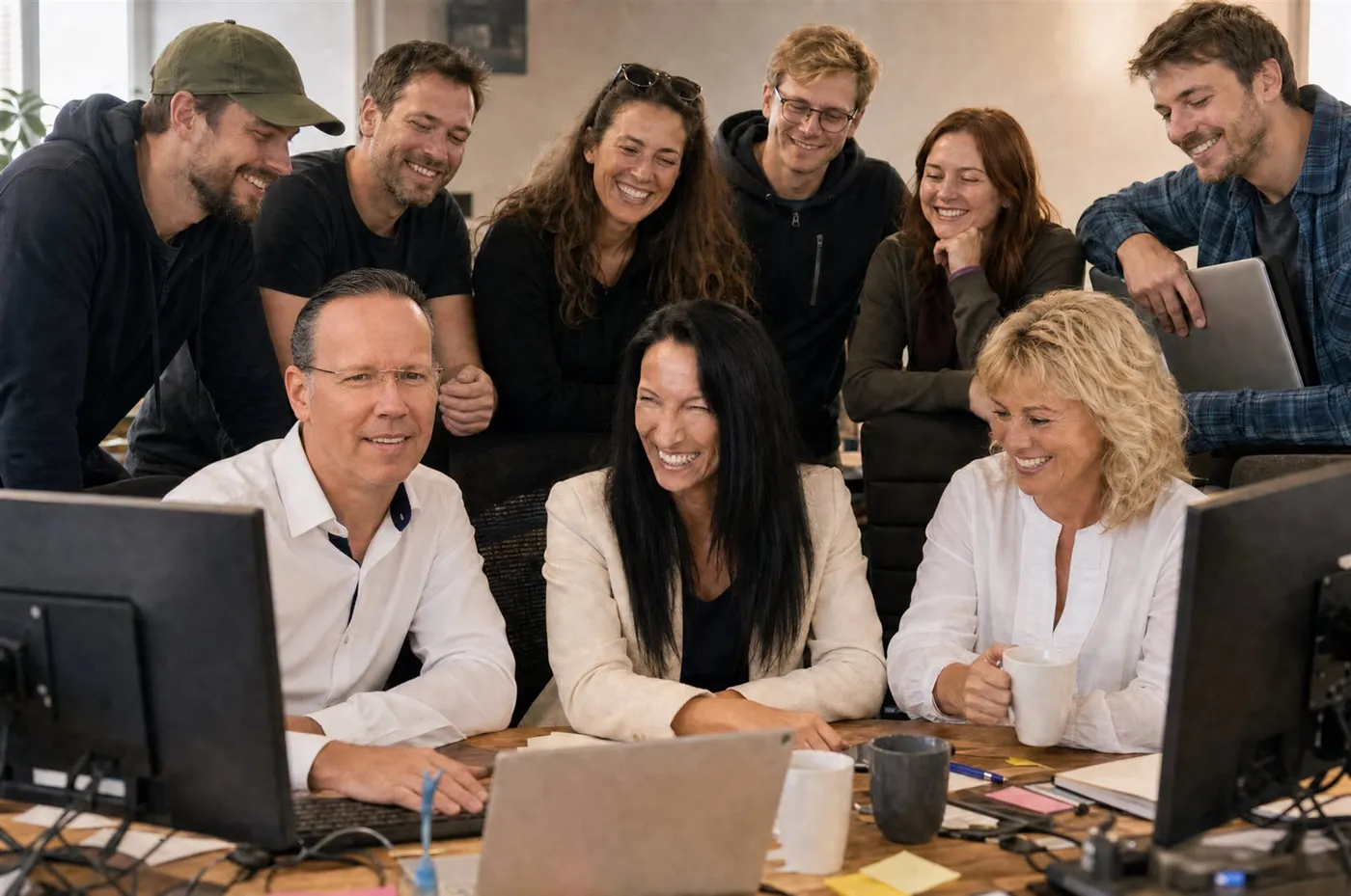 Das IMPULS-Team mit Silvia Faistenauer, Christian Faistenauer und Maria Brunner gemeinsam im Büro